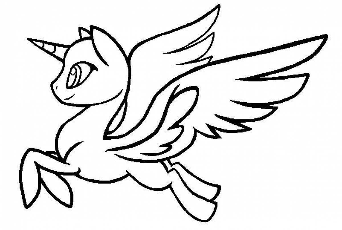 Ангельская раскраска пони с крыльями