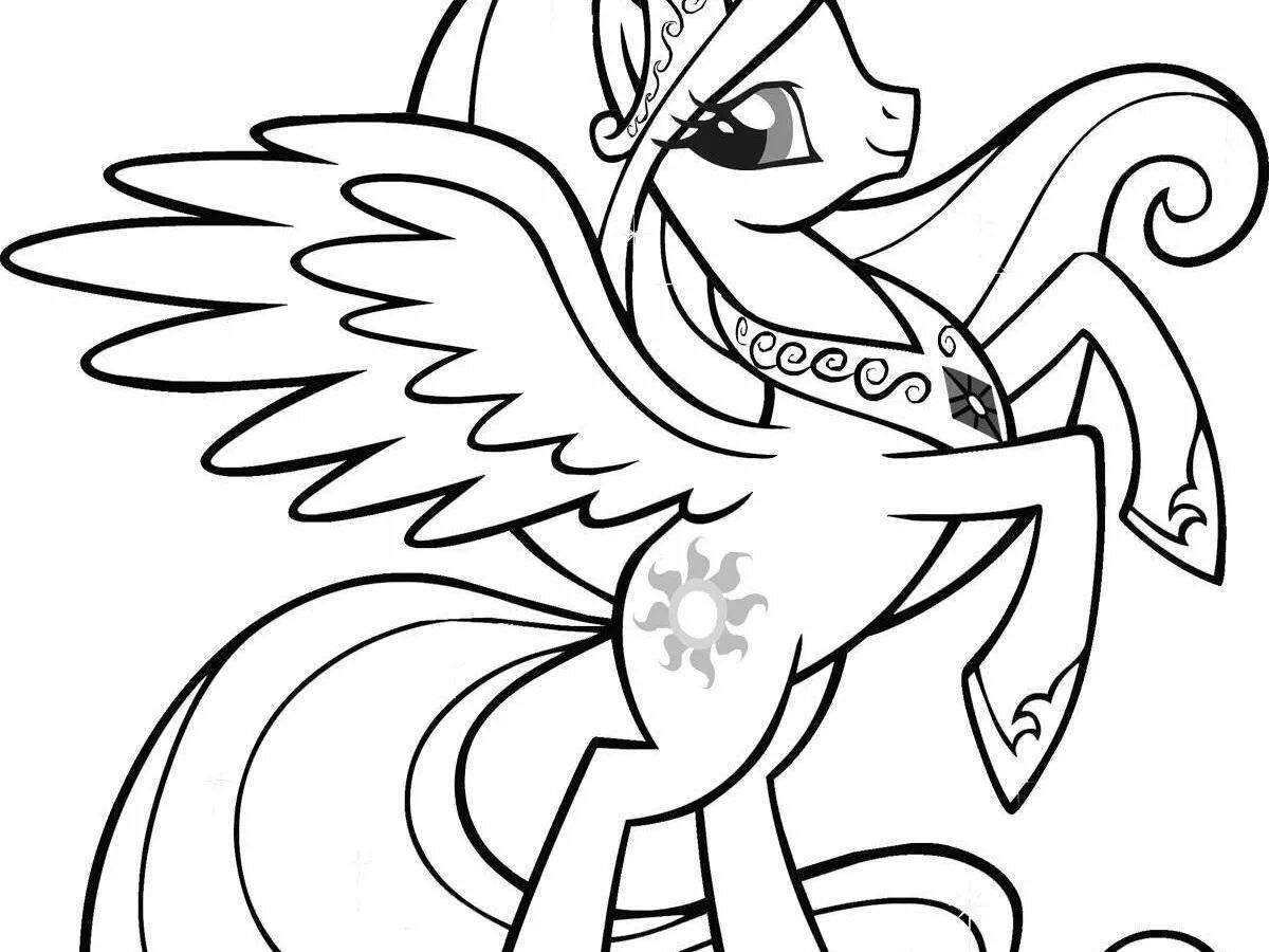 Fancy coloring pony with wings