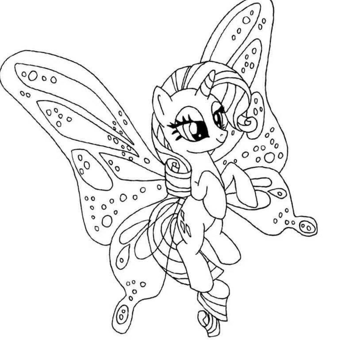 Hypnotic coloring pony with wings