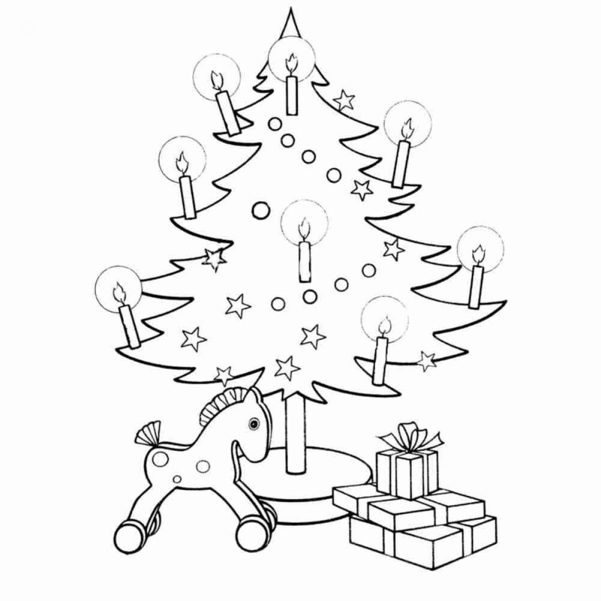 Exquisite Christmas tree coloring book