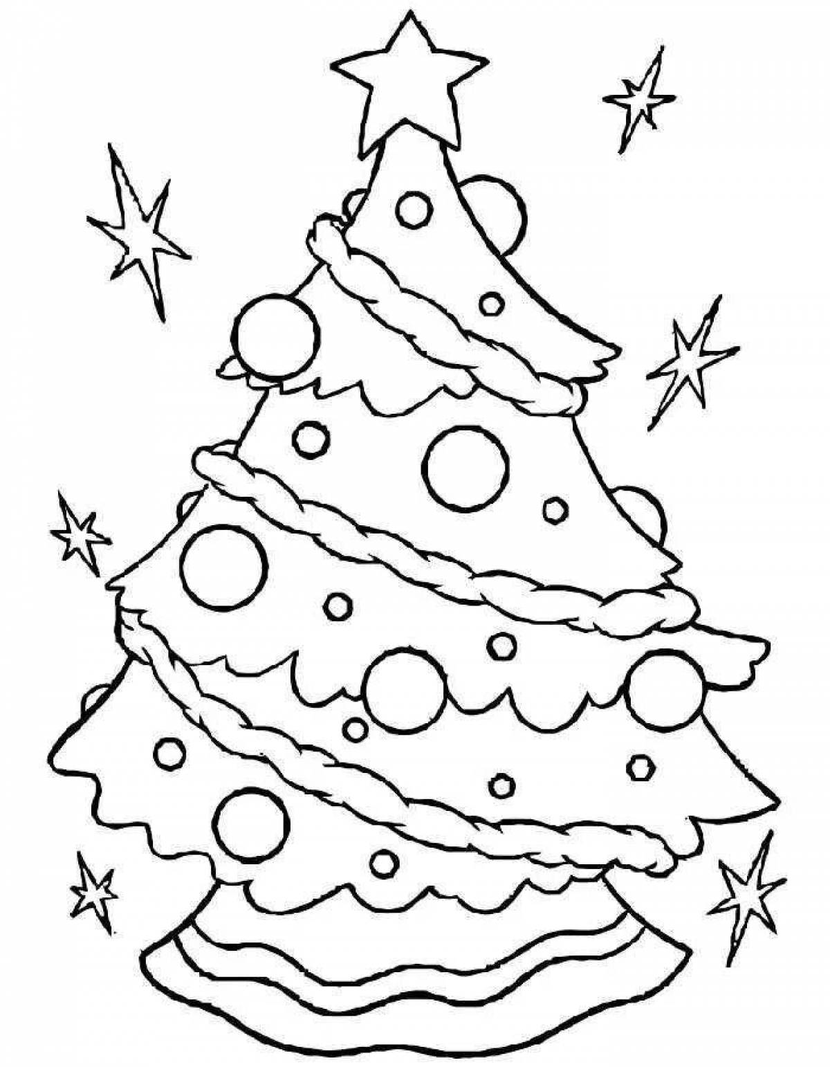 Christmas coloring book magic tree