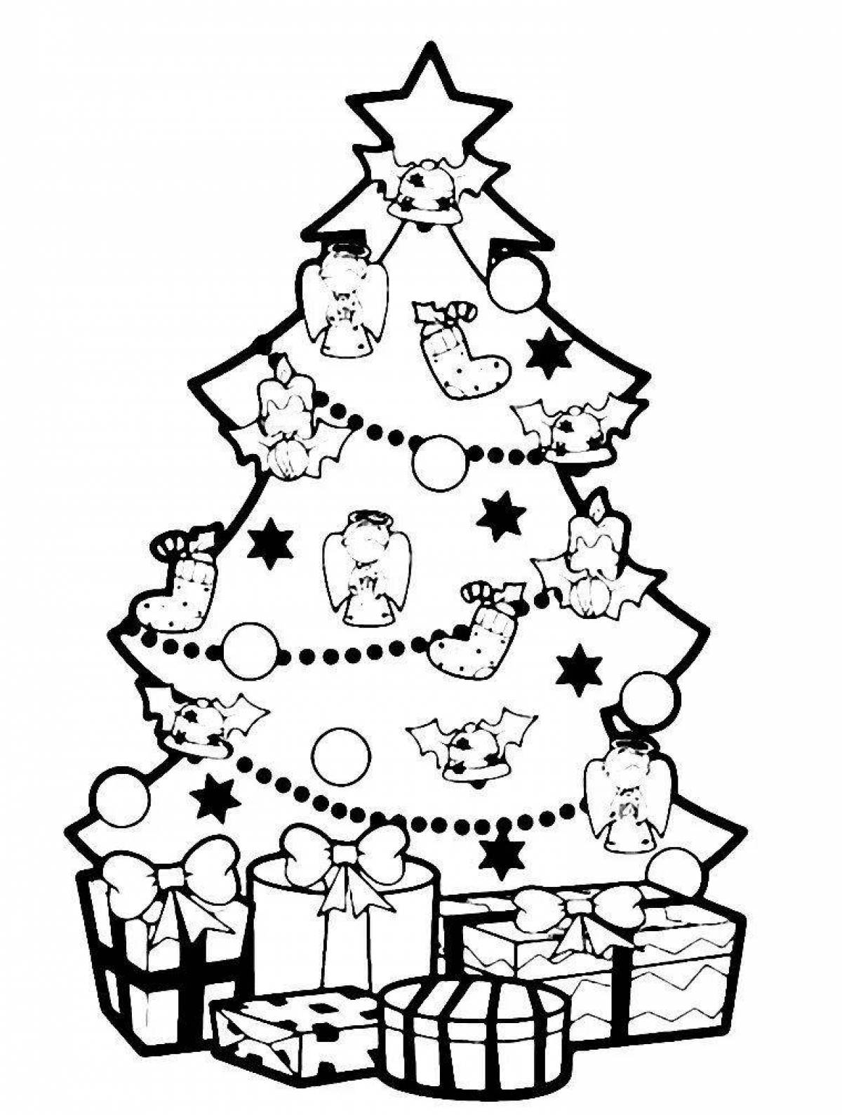 Joyful christmas tree coloring book