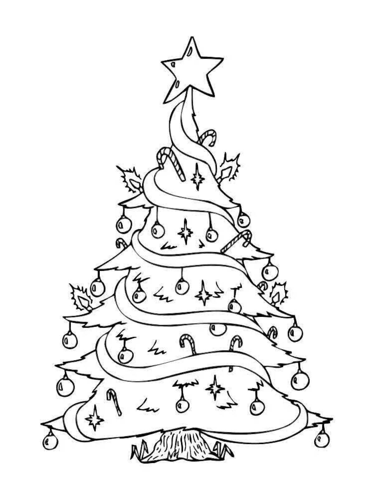 Exciting Christmas tree coloring book