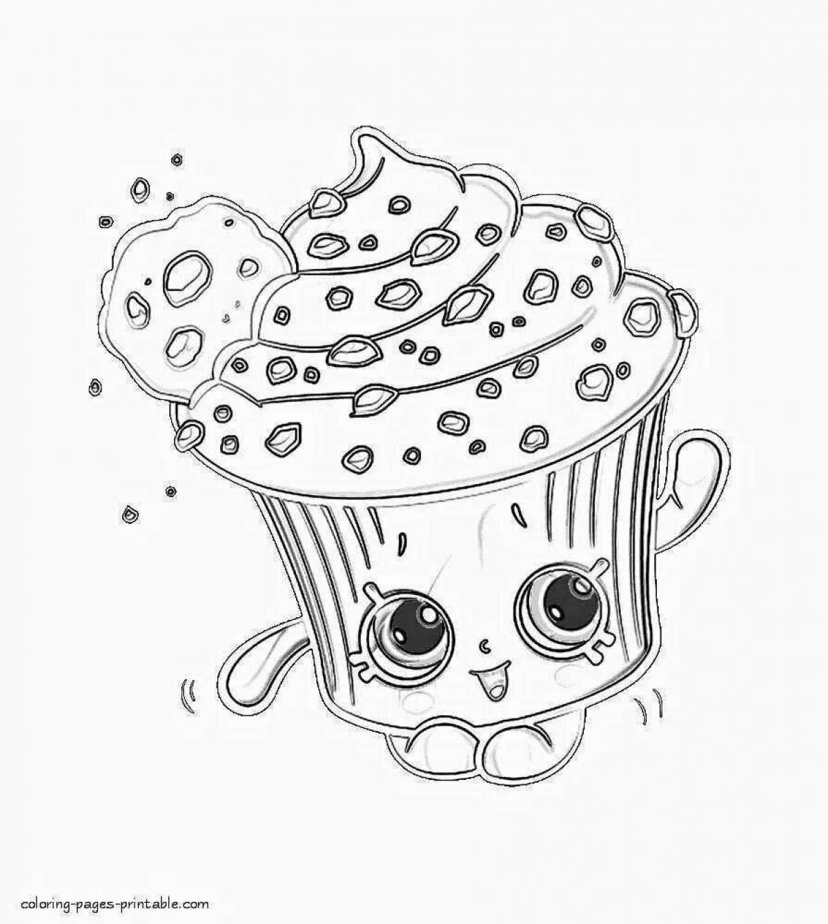 Radiant coloring page food with eyes