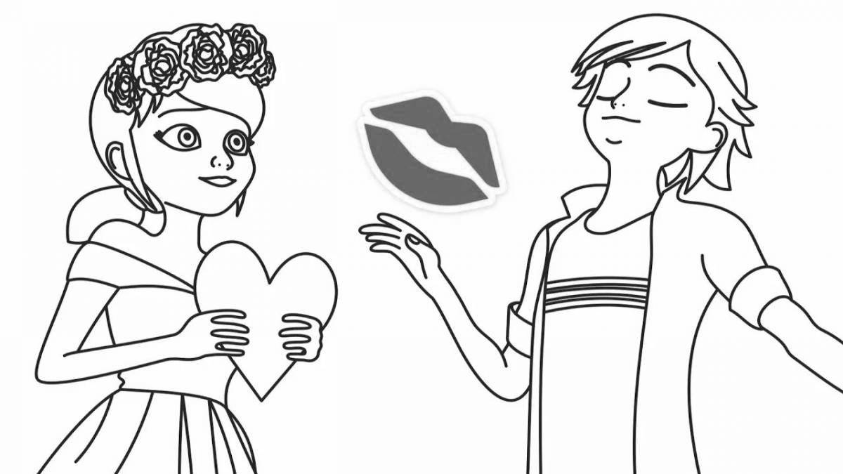Gorgeous marinette and adrien coloring book