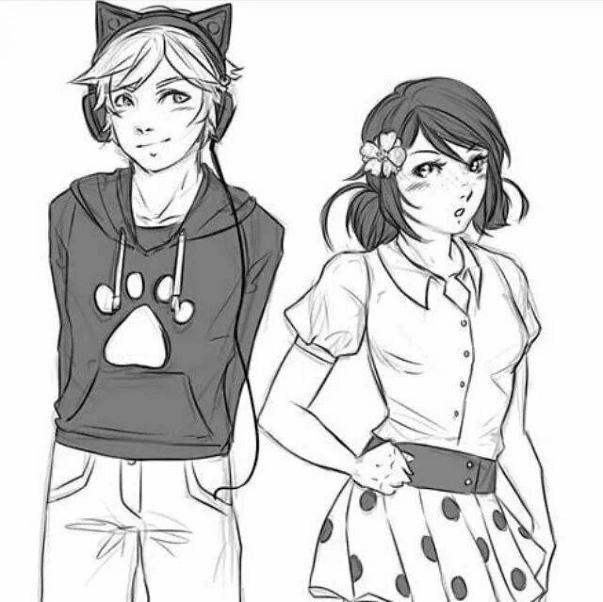 Marinette and adrian amazing coloring pages