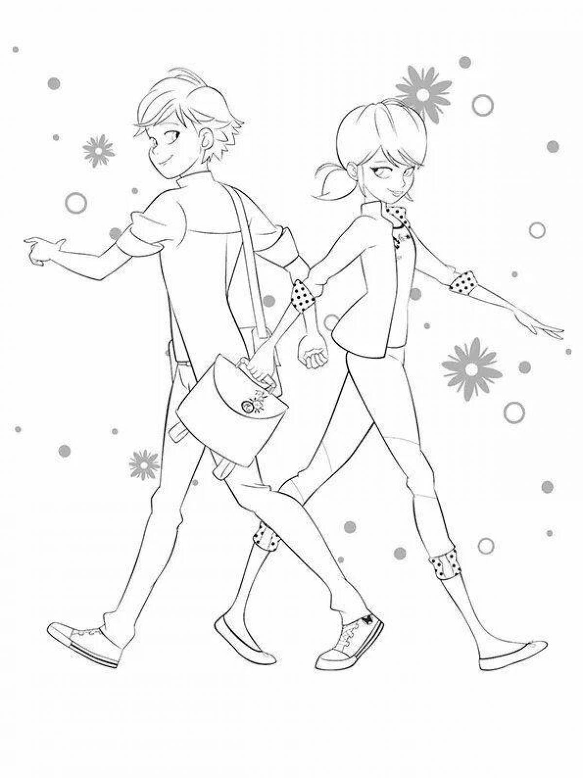 Marinette and adrian coloring pages