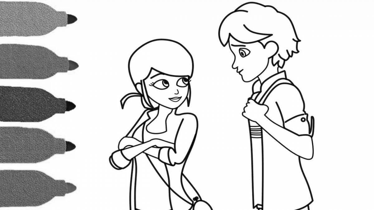 Shiny marinette and adrien coloring book