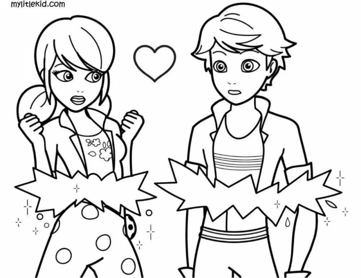 Coloring funny marinette and adrian