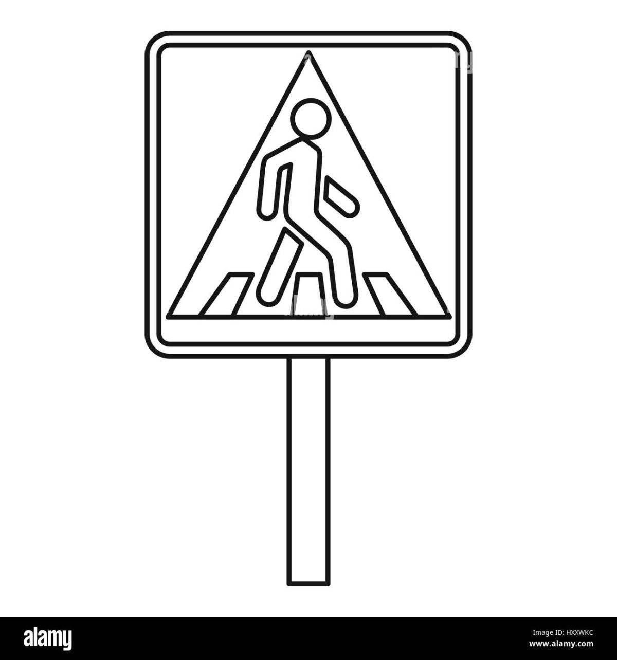 Coloring page glowing road sign 