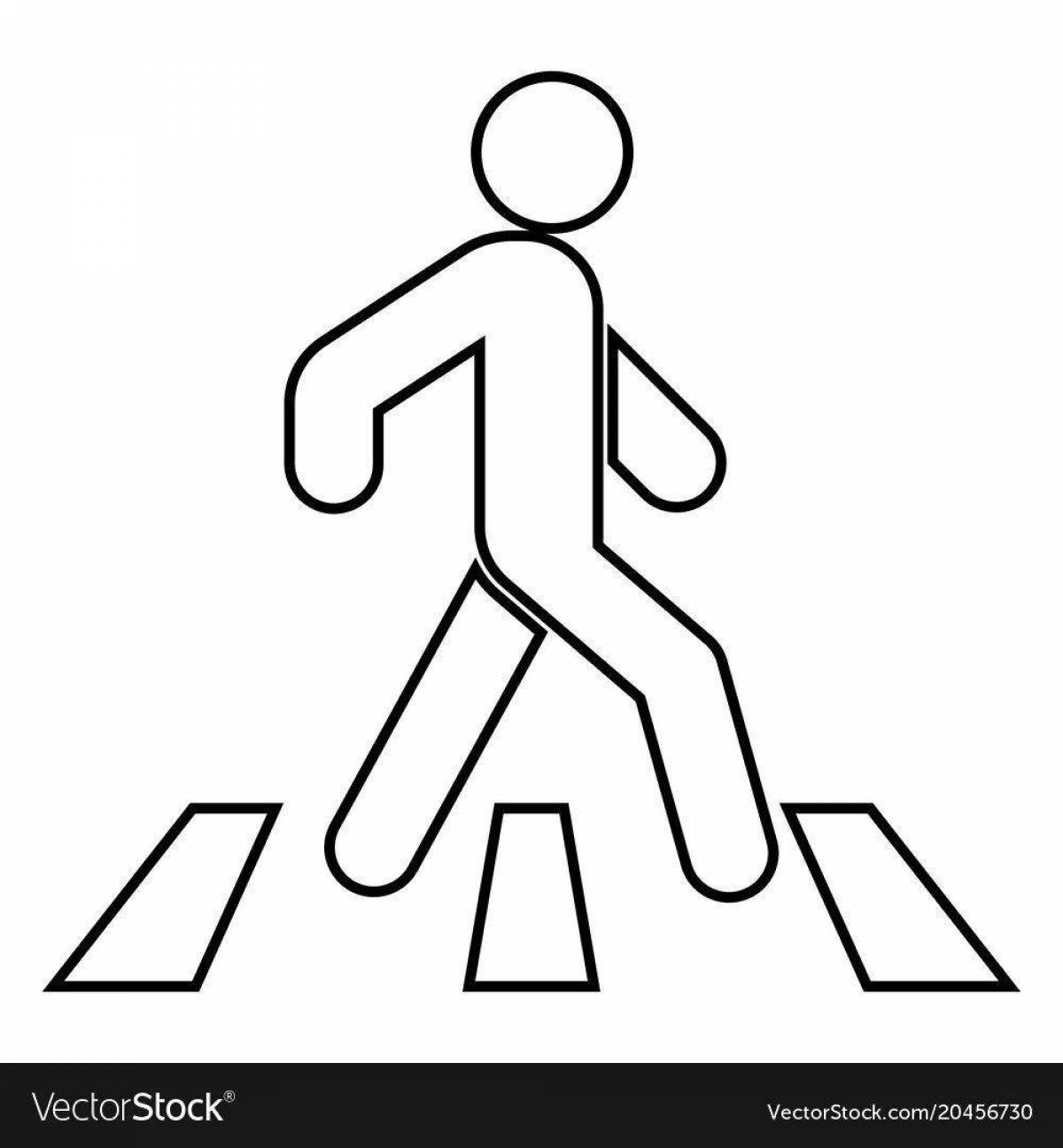 Coloring page animated crosswalk sign