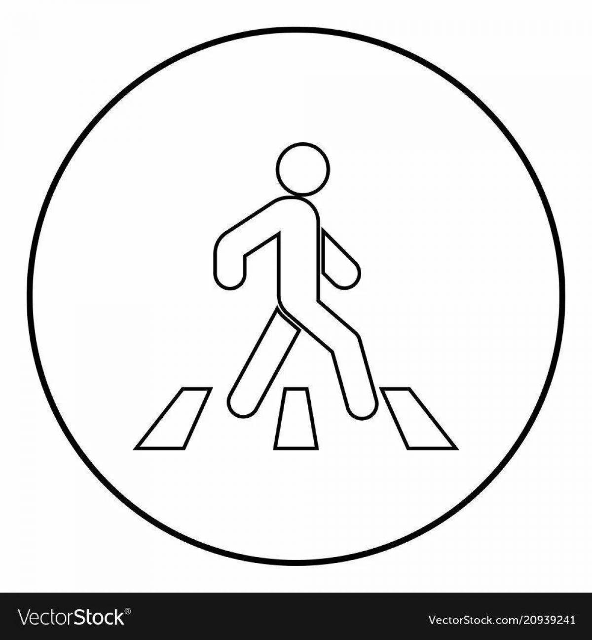Coloring page live pedestrian crossing traffic sign