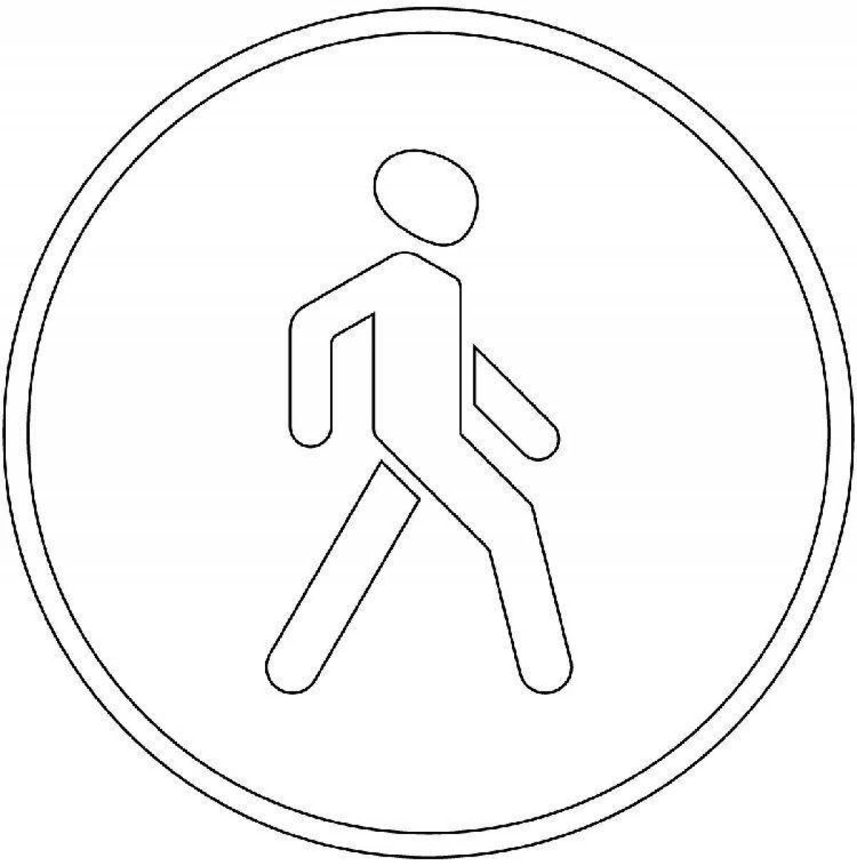 Attractive No Pedestrian Traffic Sign Coloring Page