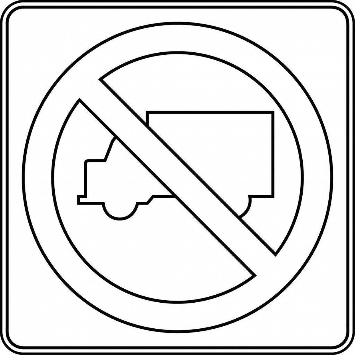 Colorful No Pedestrian Traffic Sign Coloring Page