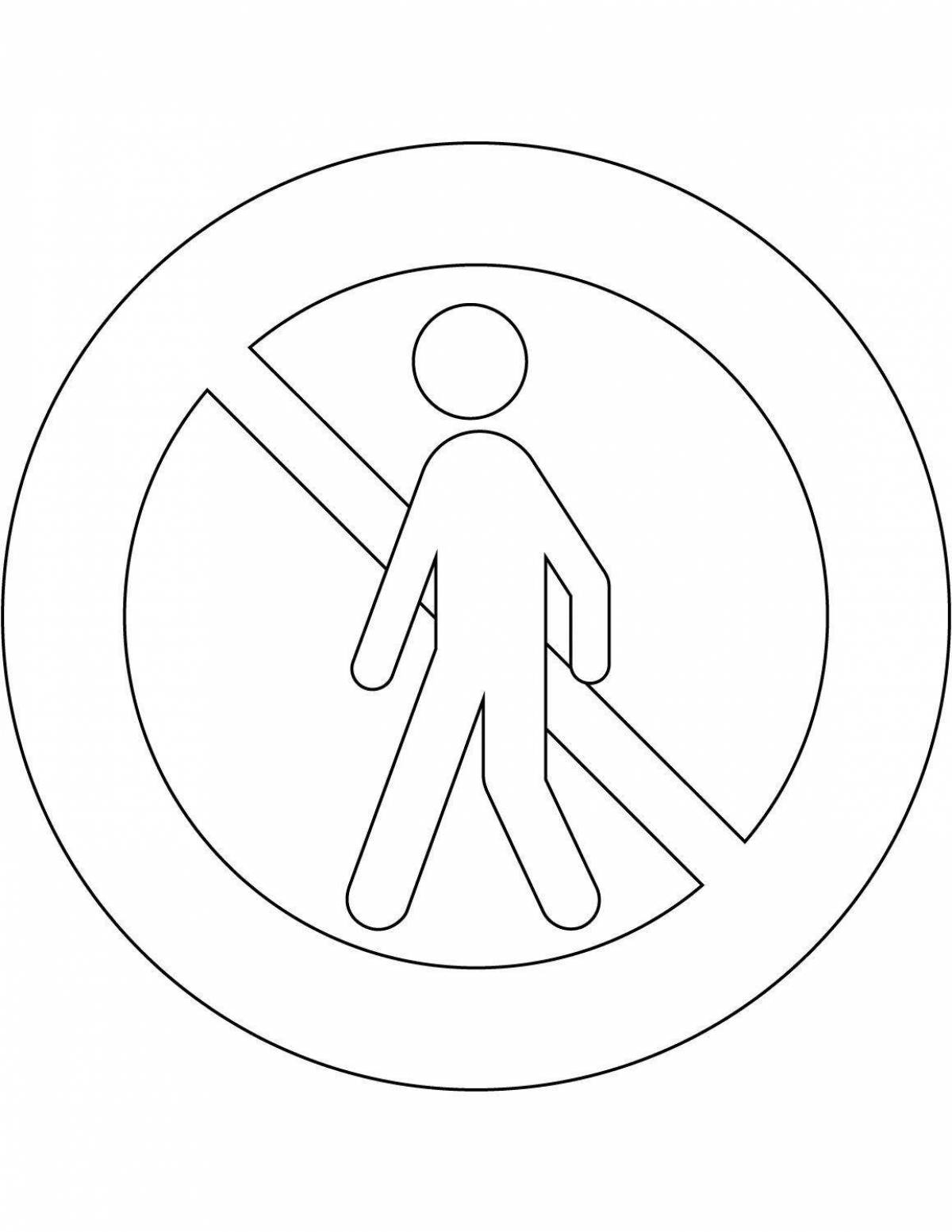 Shining No Pedestrian Traffic Sign coloring page
