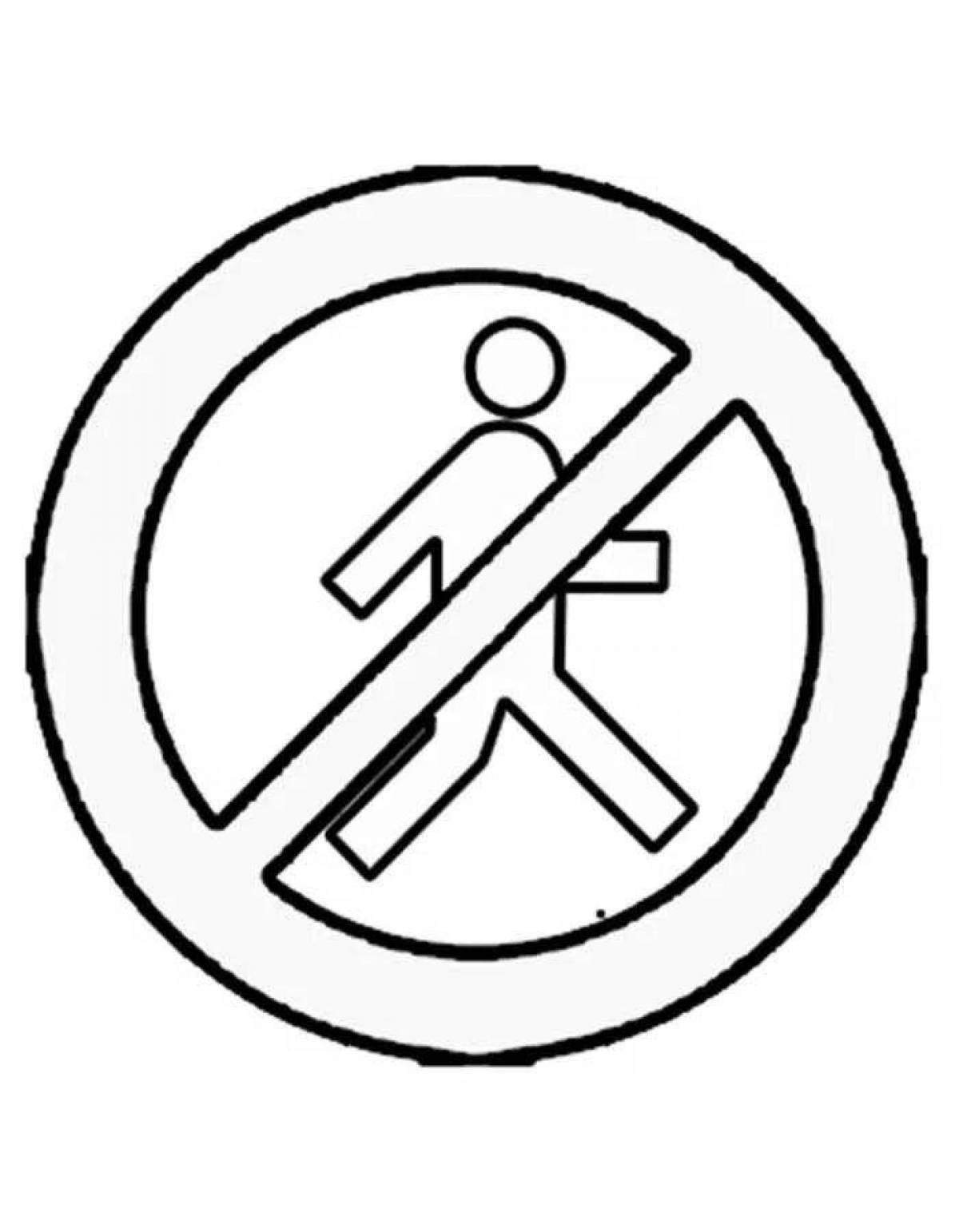 Блестящий лист-раскраска «пешеходный дорожный знак запрещен»