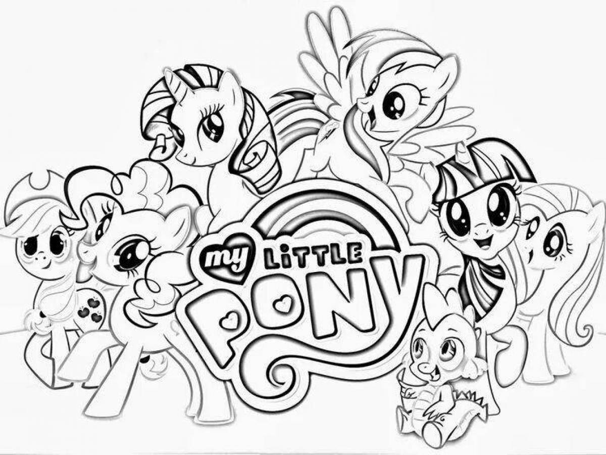 Яркая раскраска my little pony all pony