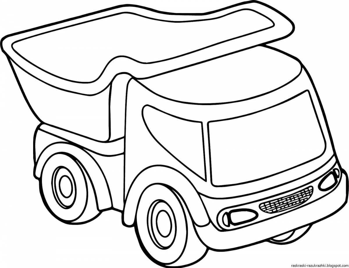 Яркая раскраска грузовика для детей 2-3 лет