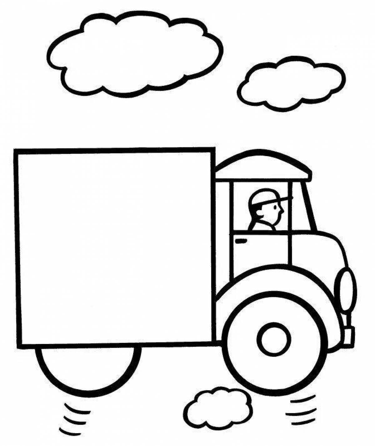 Веселая раскраска грузовиков для детей 2-3 лет