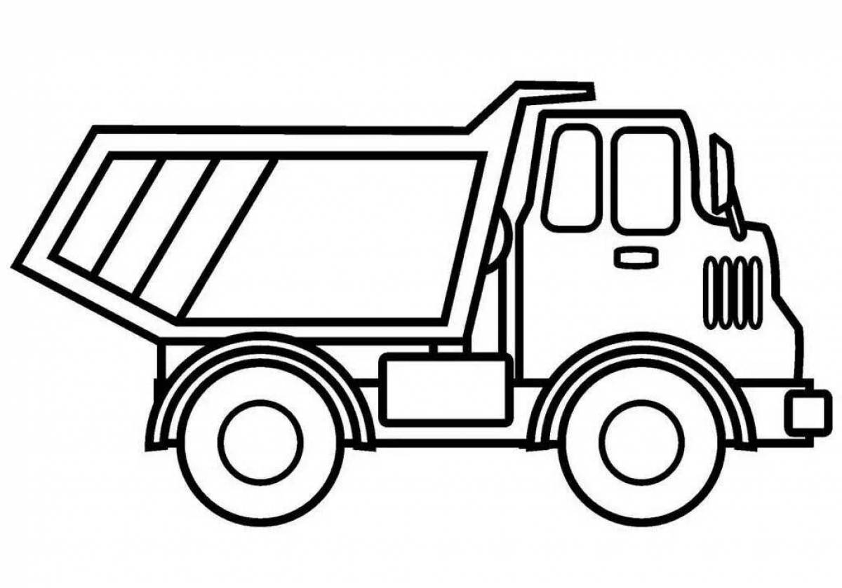 Удивительная страница раскраски грузовиков для детей 2-3 лет