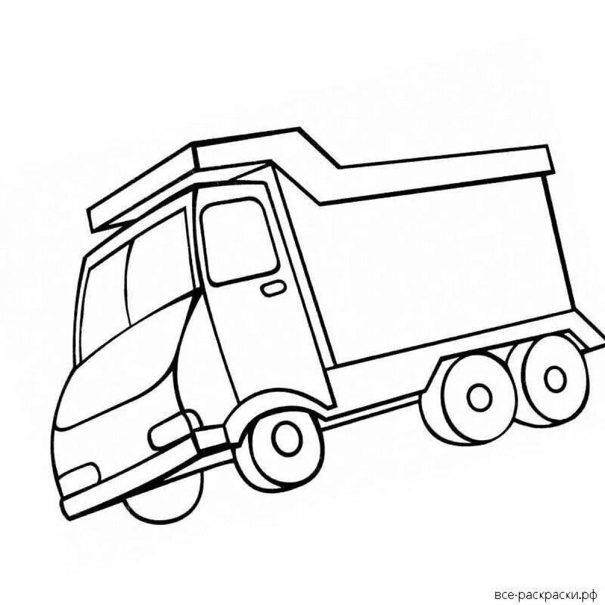 Раскраска очаровательный грузовик для детей 2-3 лет