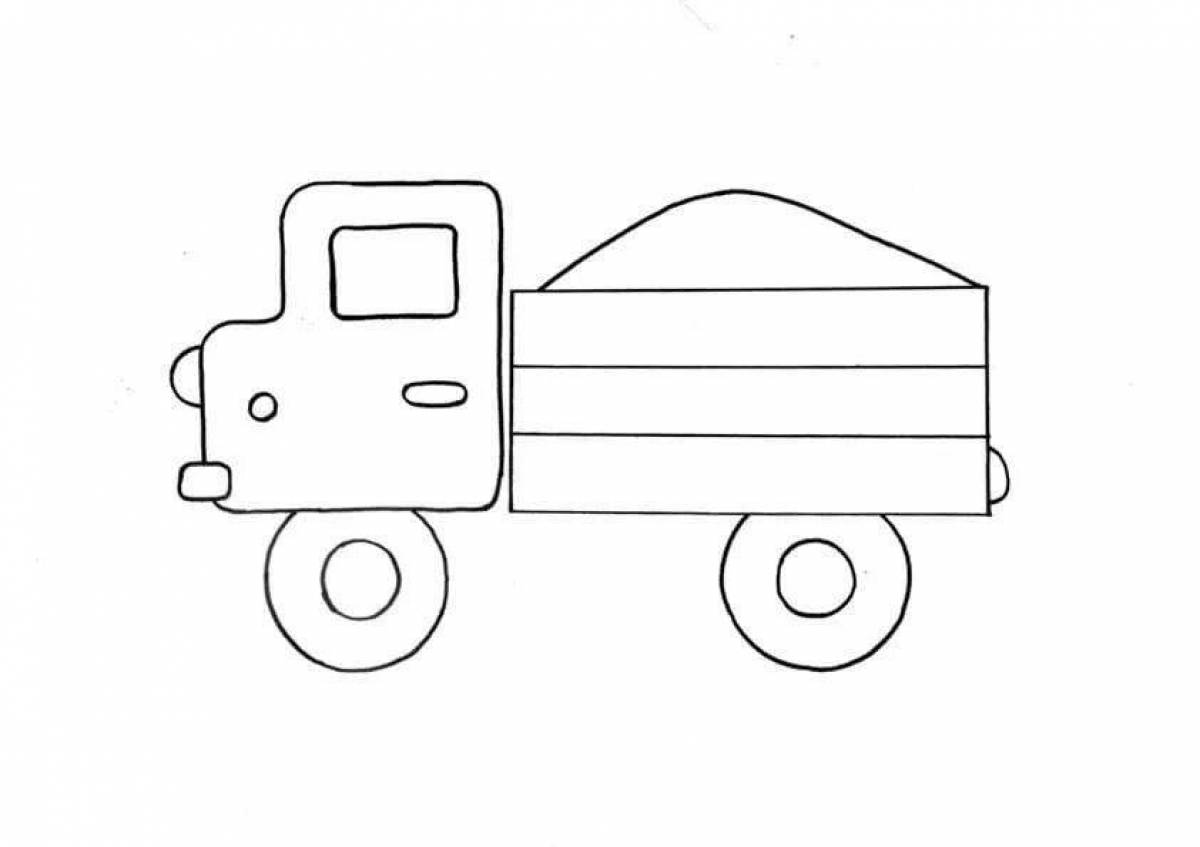 Раскраска замечательный грузовик для детей 2-3 лет