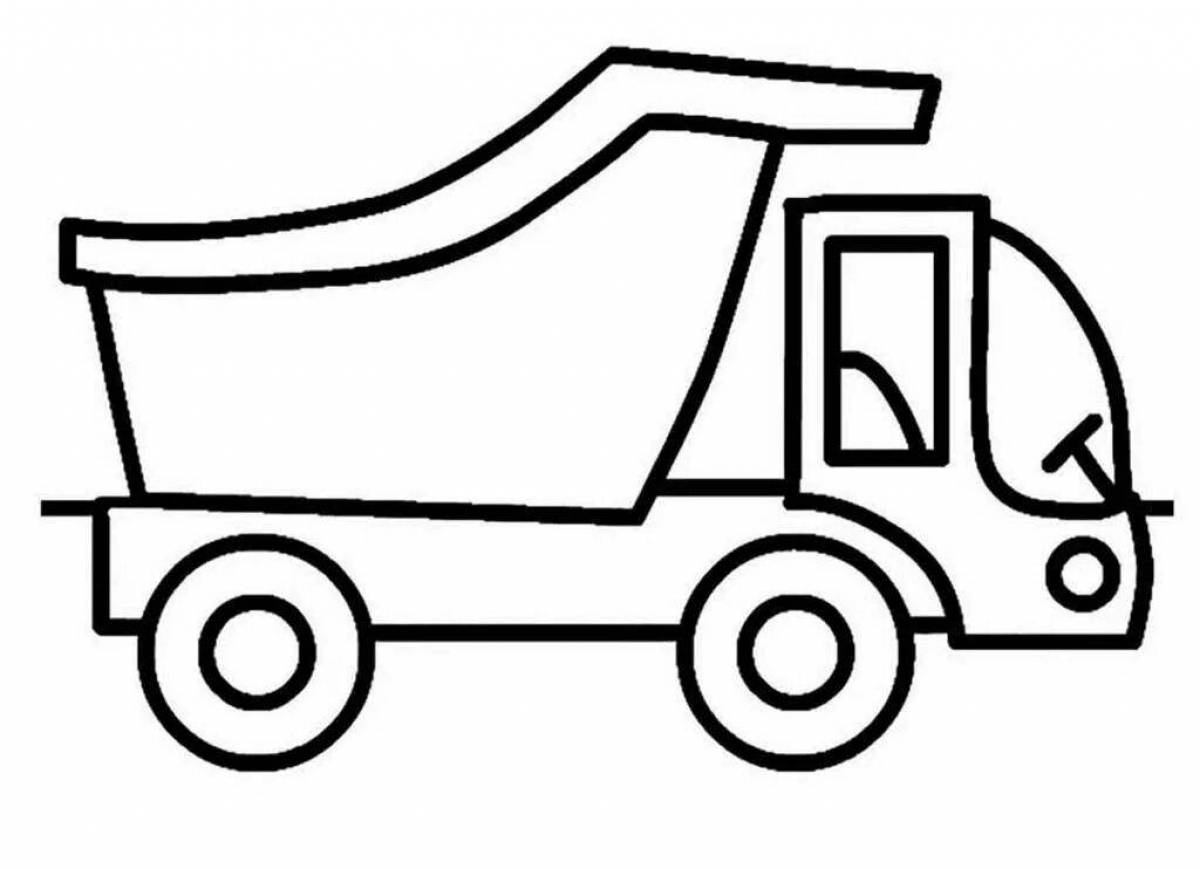 Unique truck coloring page for 2-3 year olds