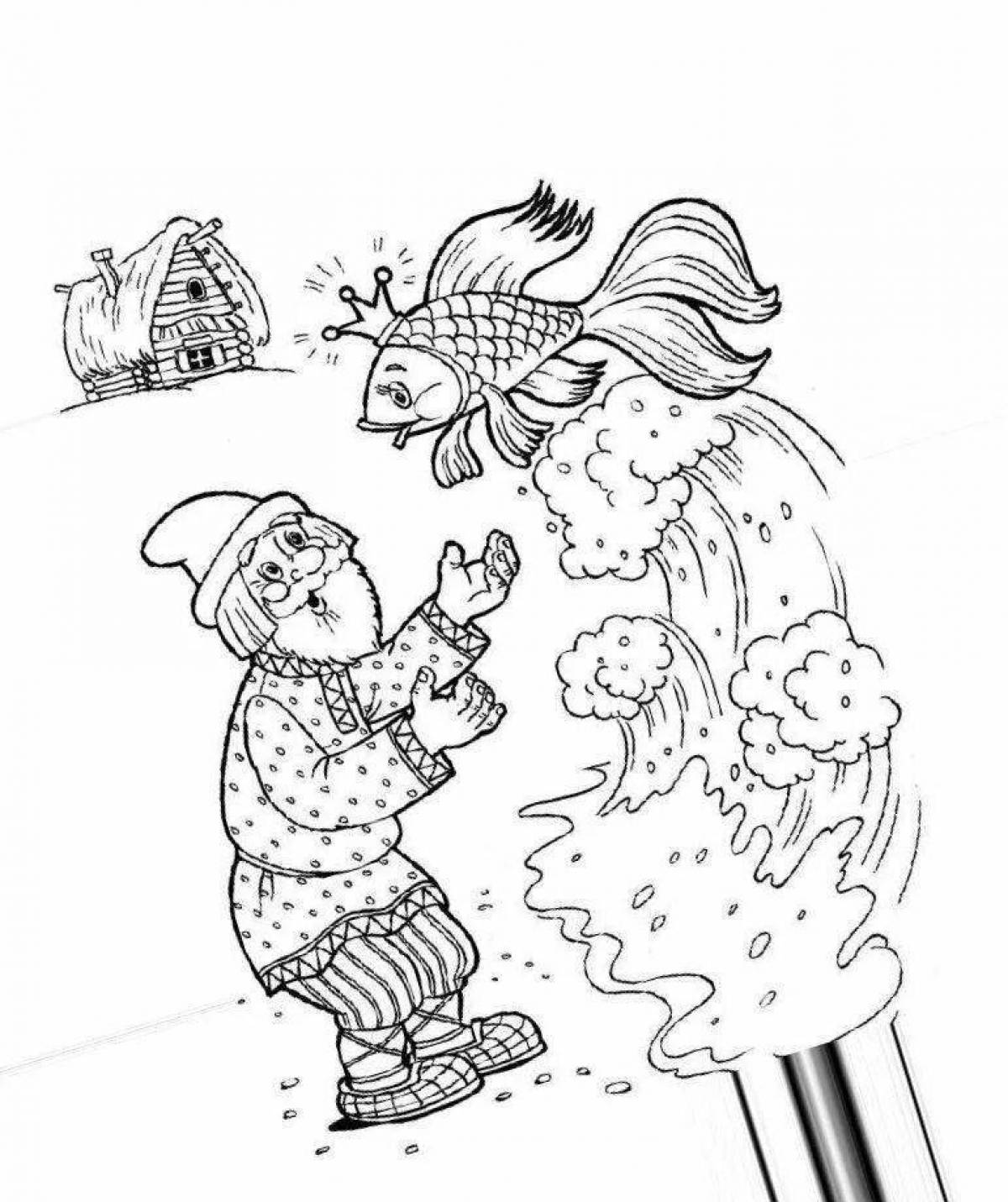 Exotic coloring book for the tale of the fisherman and the fish