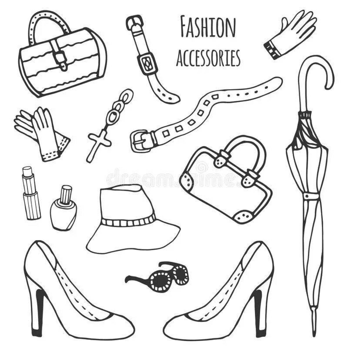 Bright colored coloring page accessories