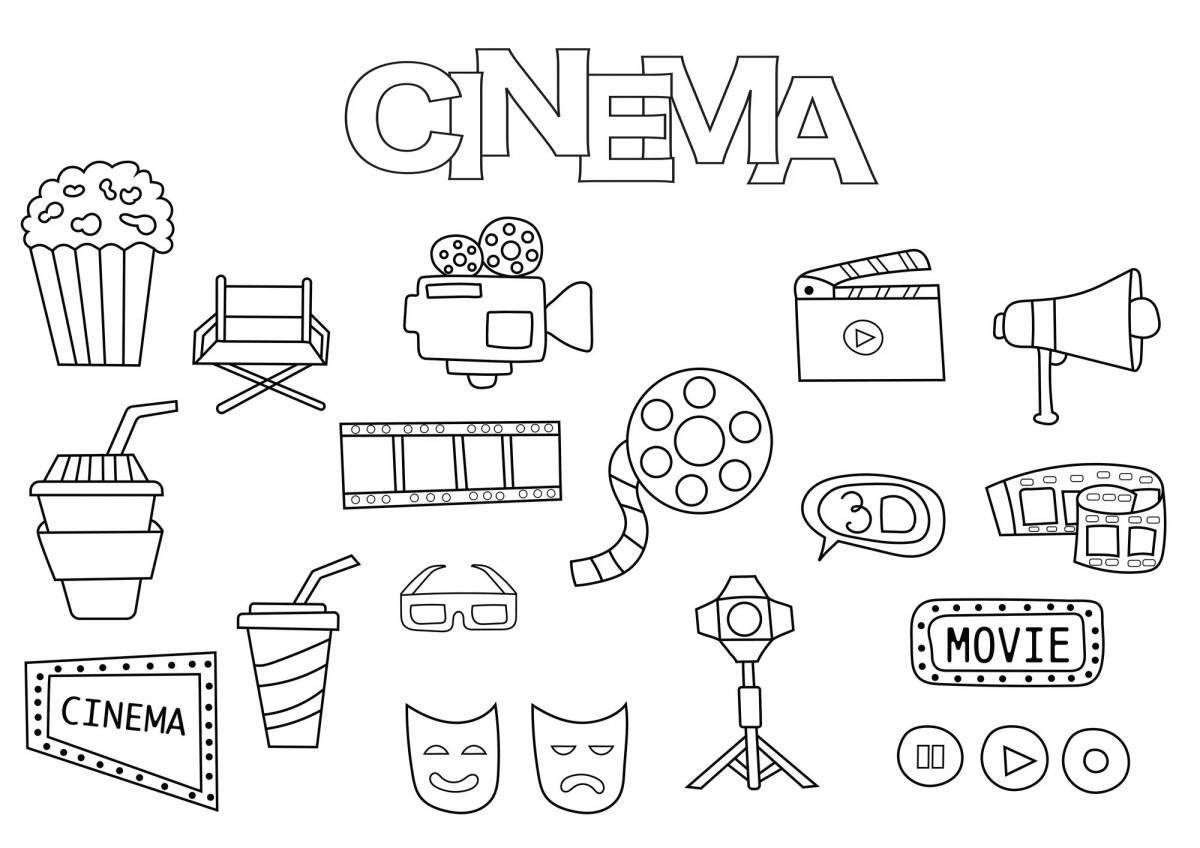 Glowing movie theater coloring page