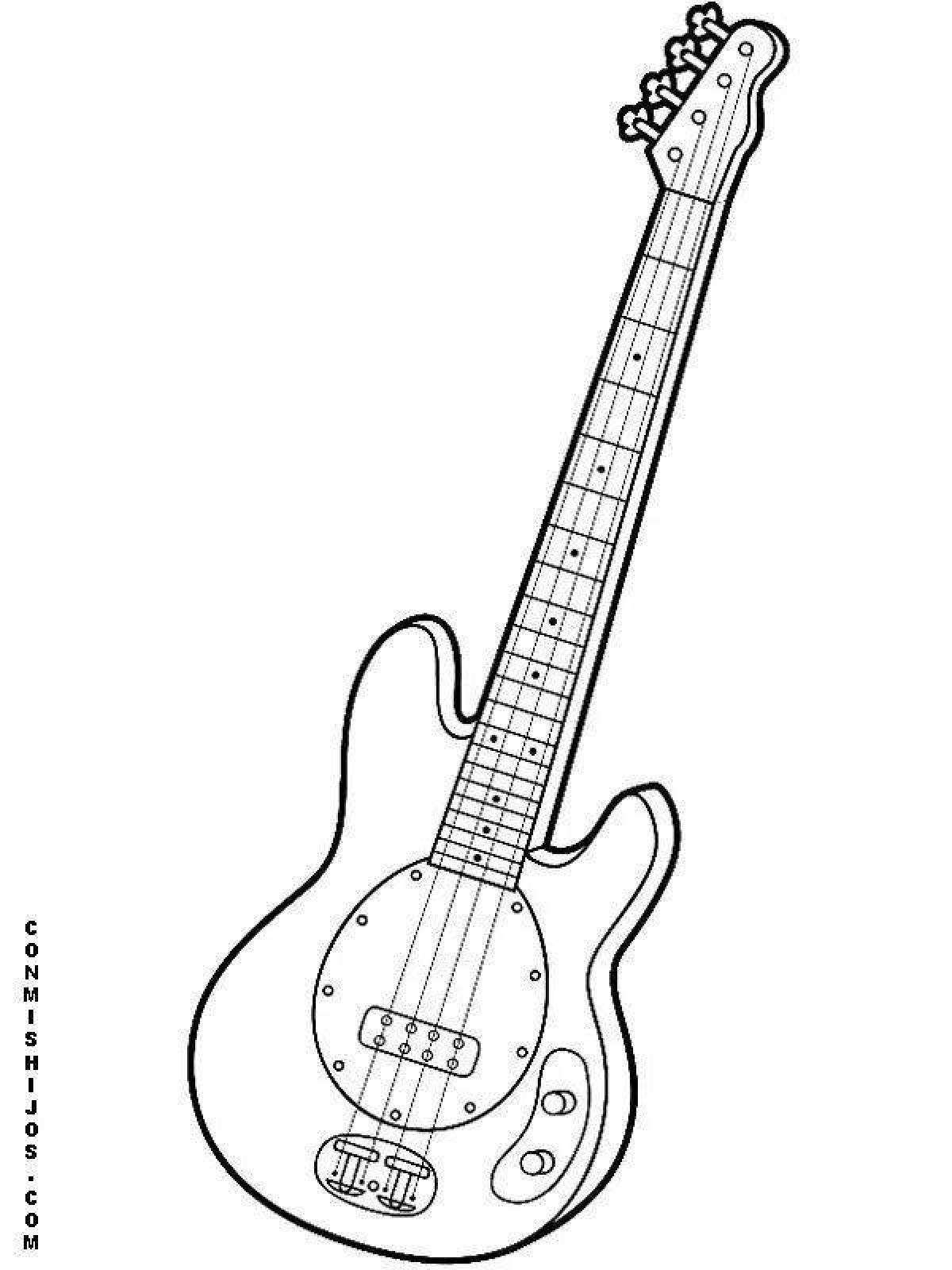 Coloring page with amazing electric guitar