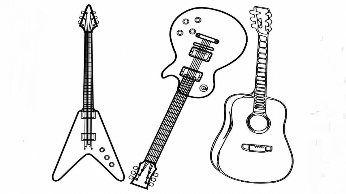 Coloring page dramatic electric guitar