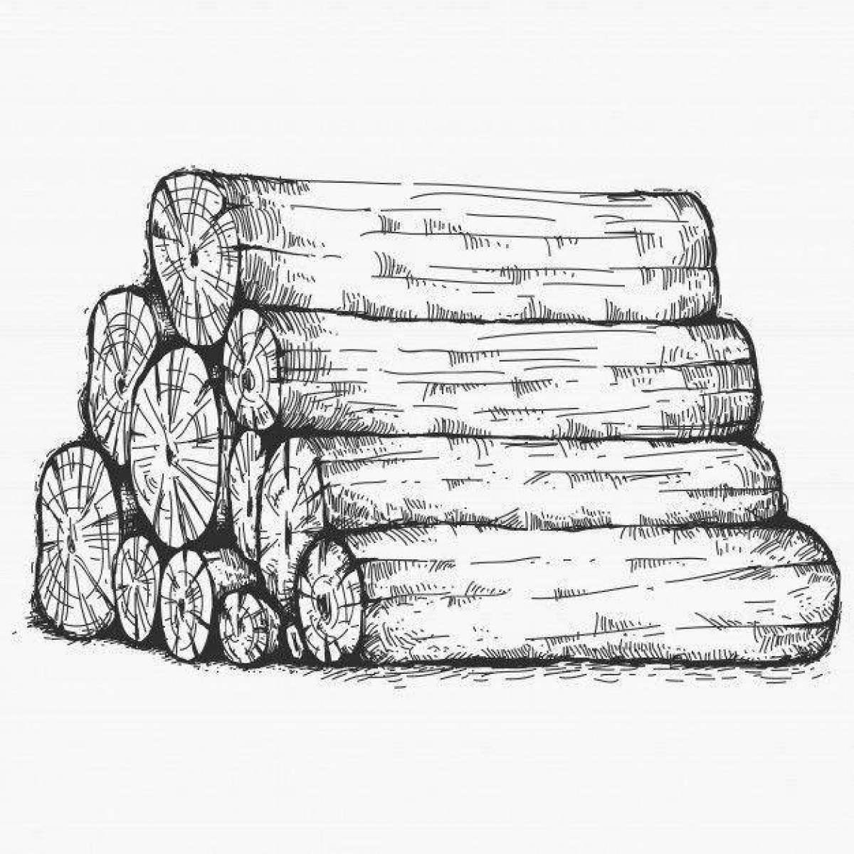 Colorful firewood coloring page