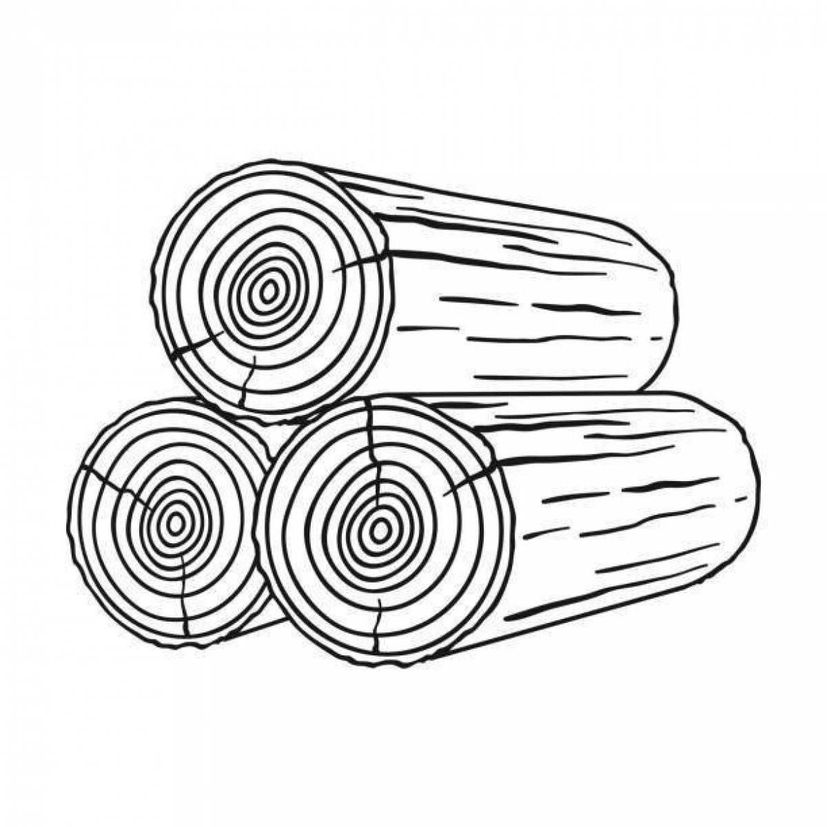 Playful firewood coloring page