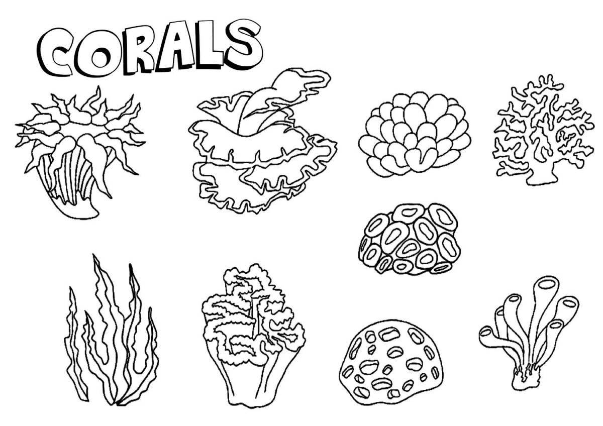Shimmering coral coloring pages