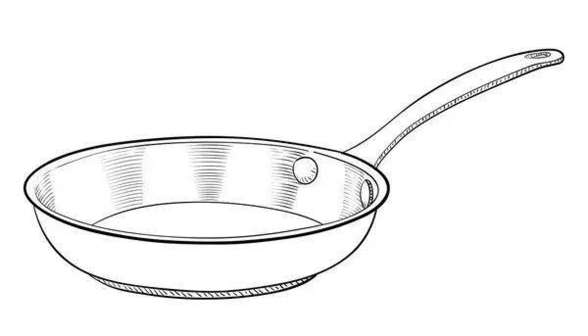 Playful frying pan coloring page