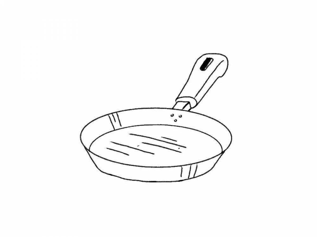 Intriguing frying pan coloring page