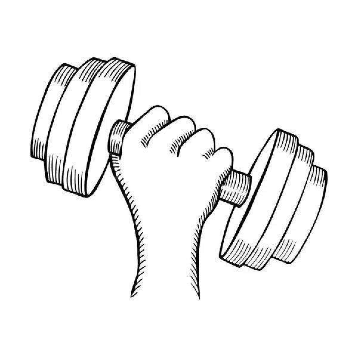 Coloring page hits with dumbbells