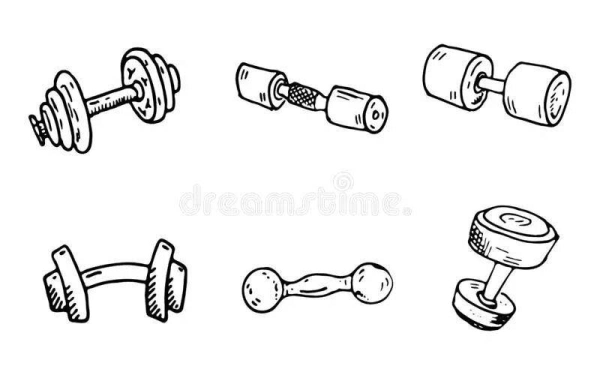 Coloring page attractive dumbbells