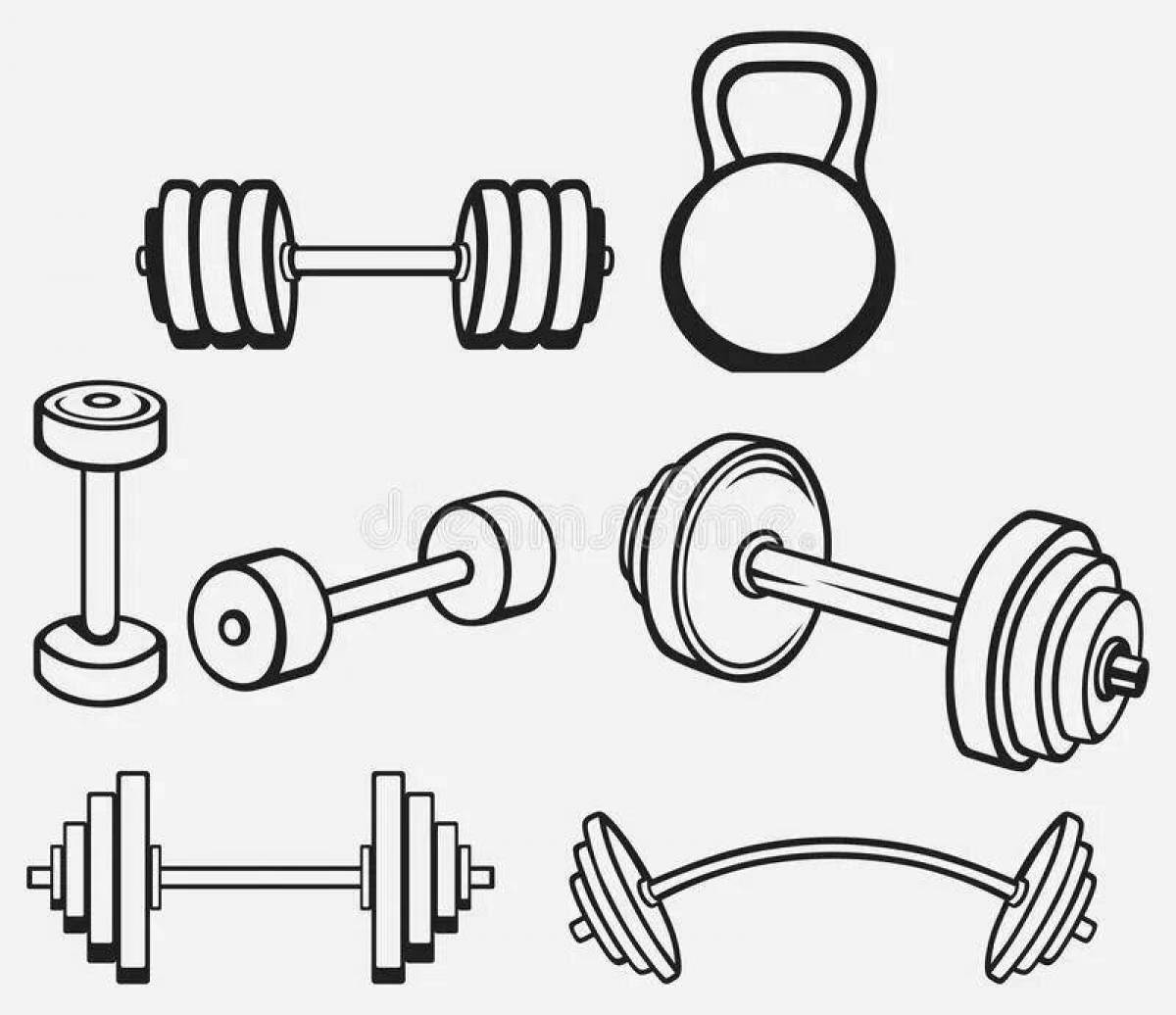 Coloring book inviting dumbbells