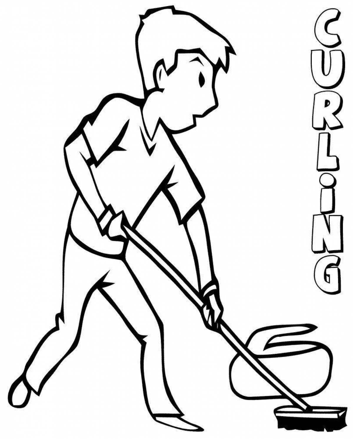 Festive Curling Coloring Page