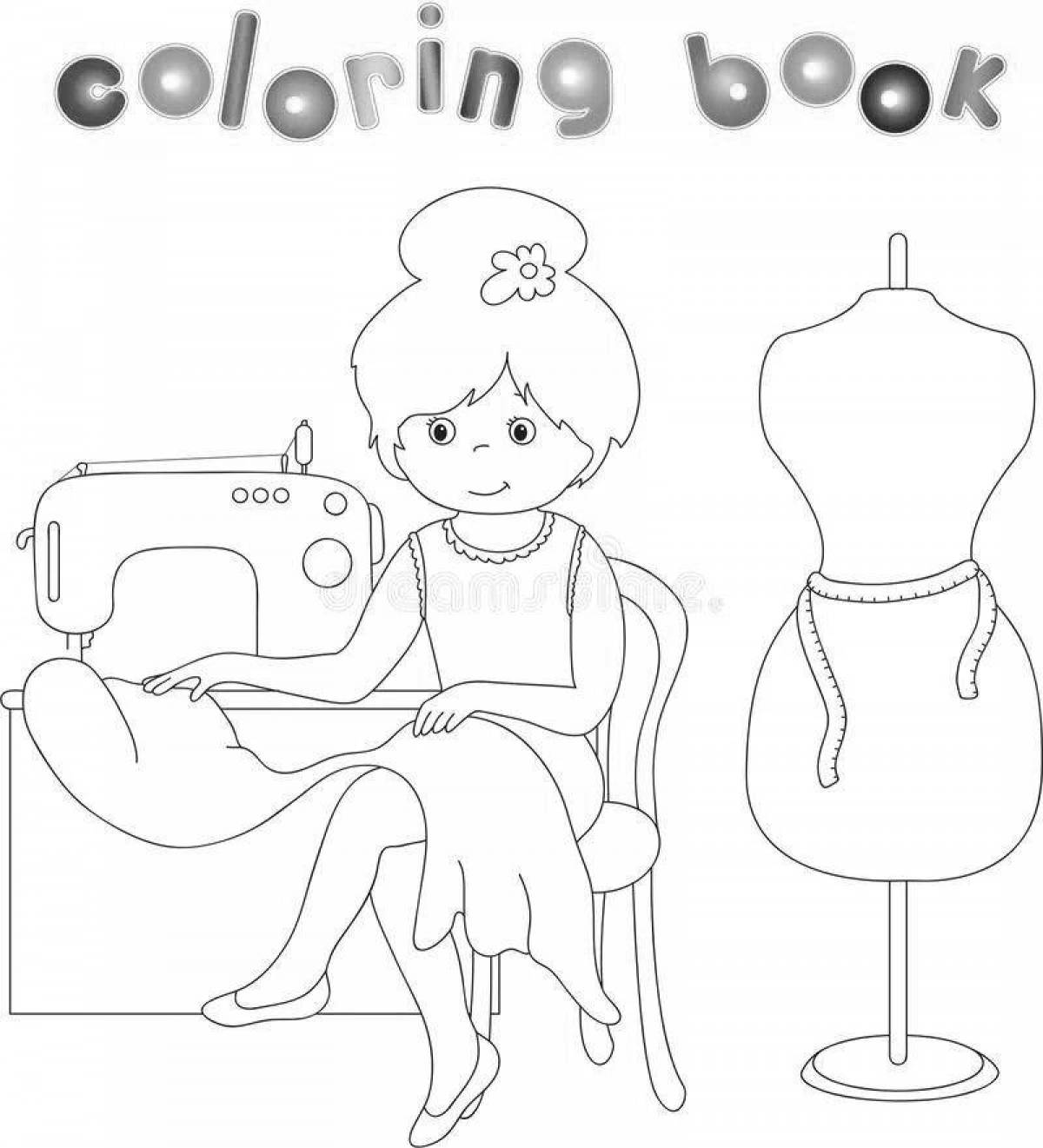 Coloring playful seamstress
