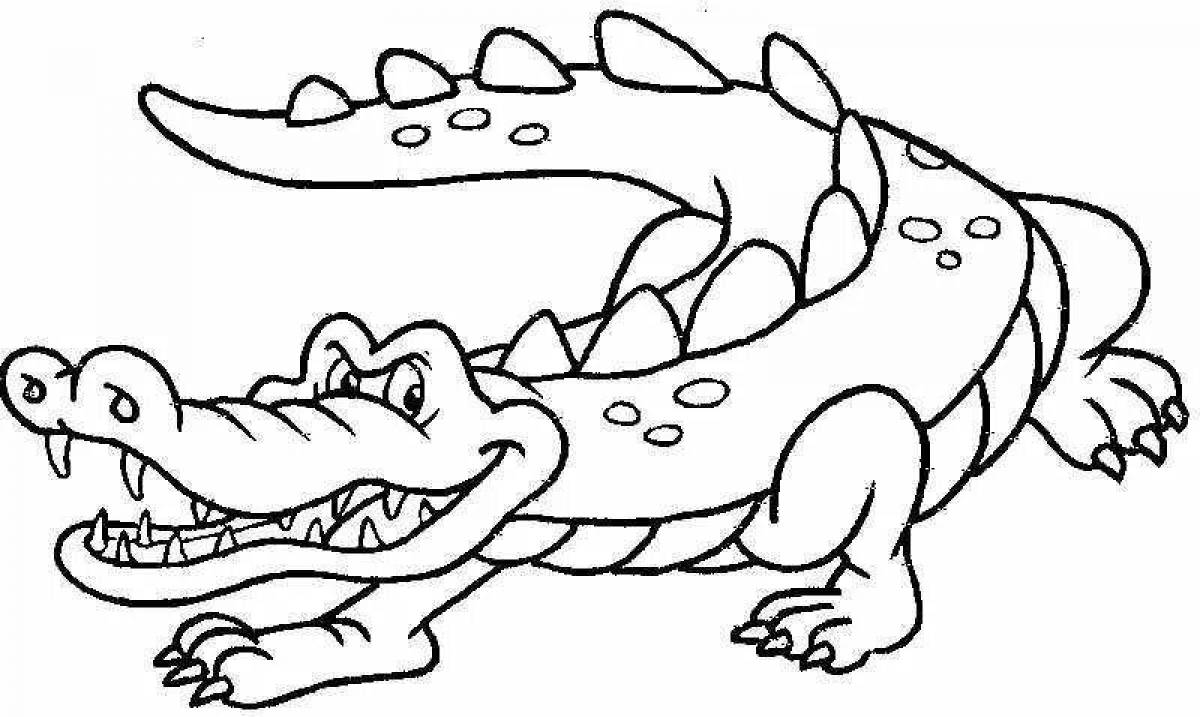 Smiling crocodile coloring page