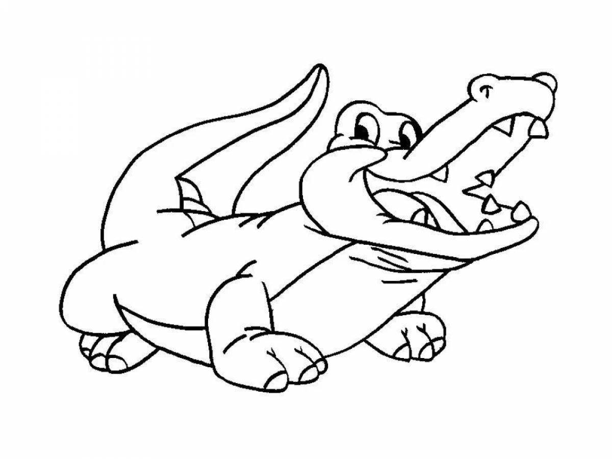 Animated crocodile coloring page