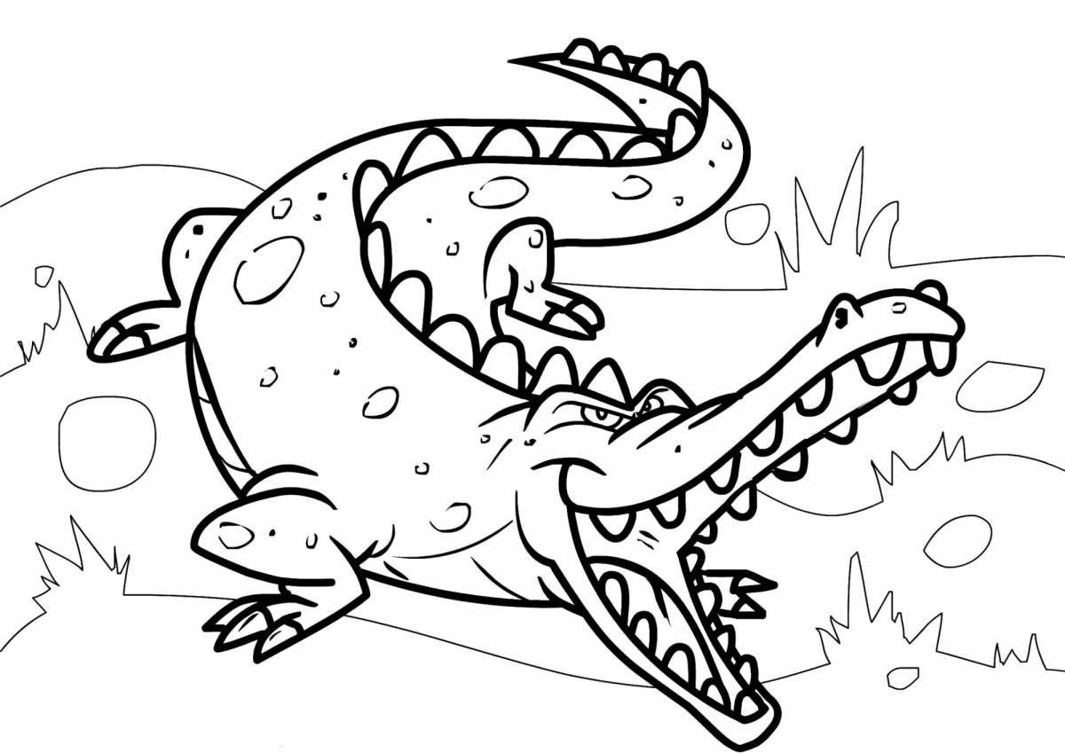 Decorated crocodile coloring page
