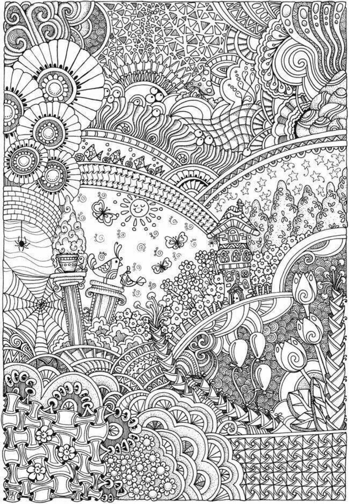 Charming coloring meditation page