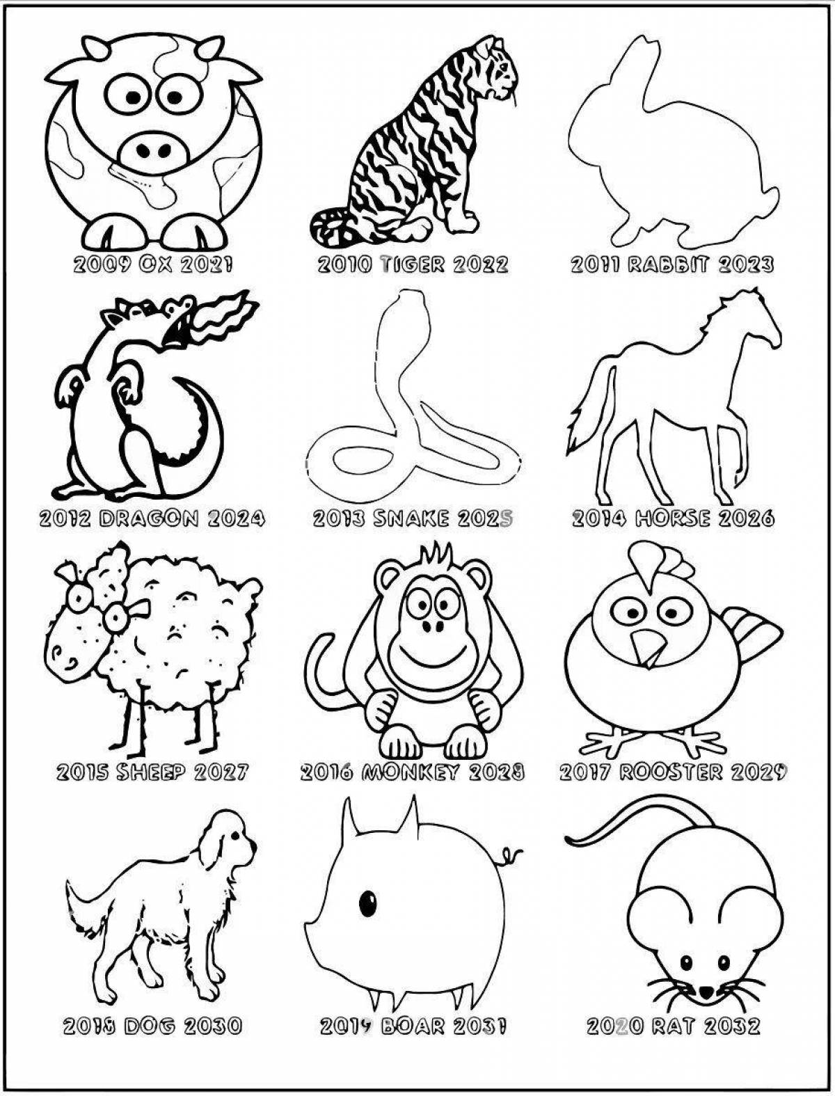 Glorious chinese calendar coloring page