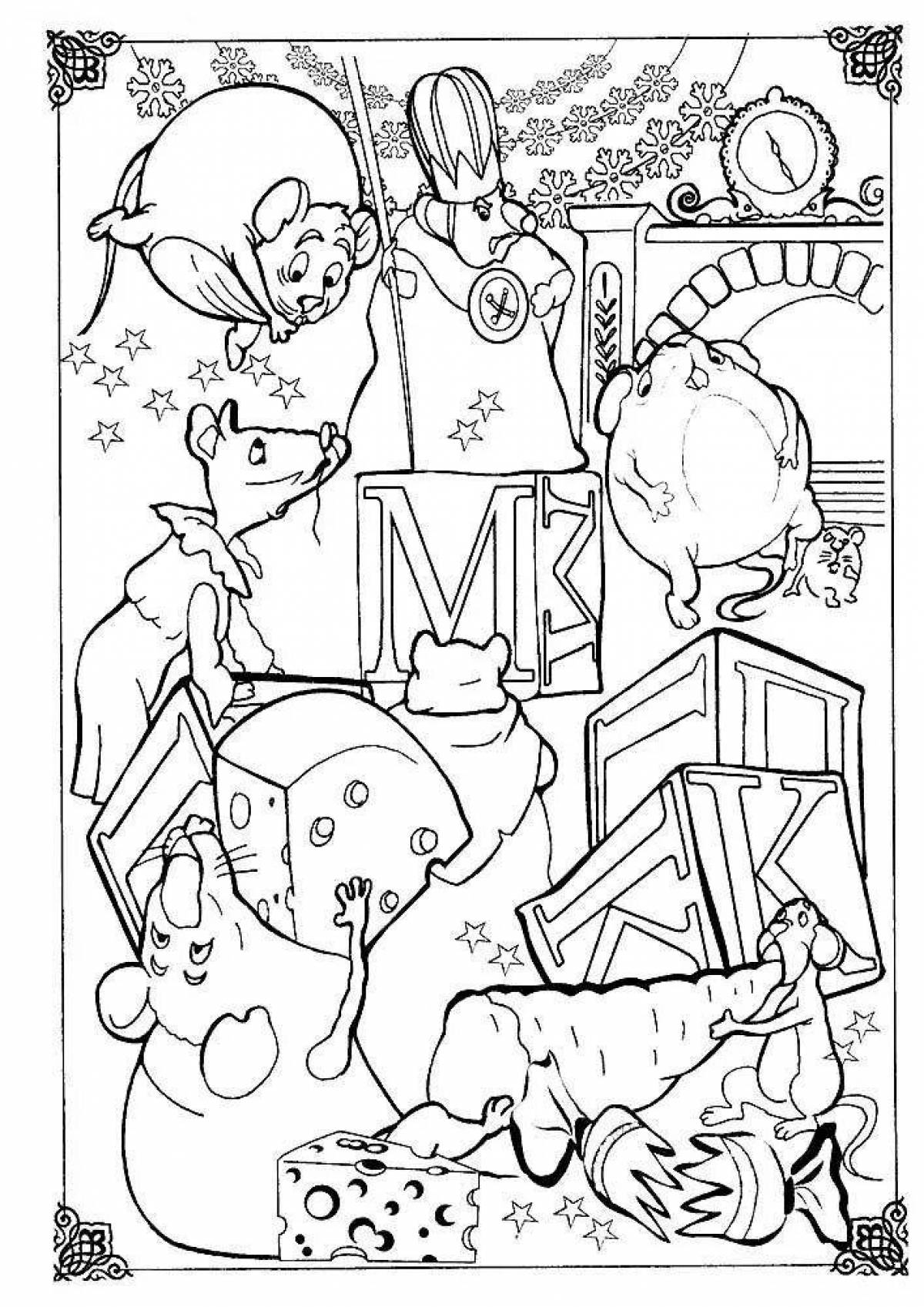 Playful mouse king coloring page