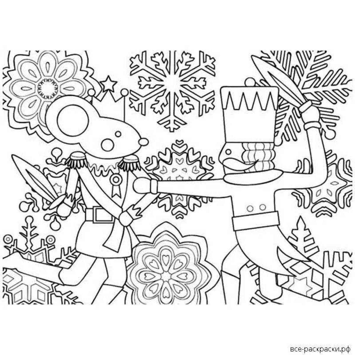 Coloring book funny mouse king