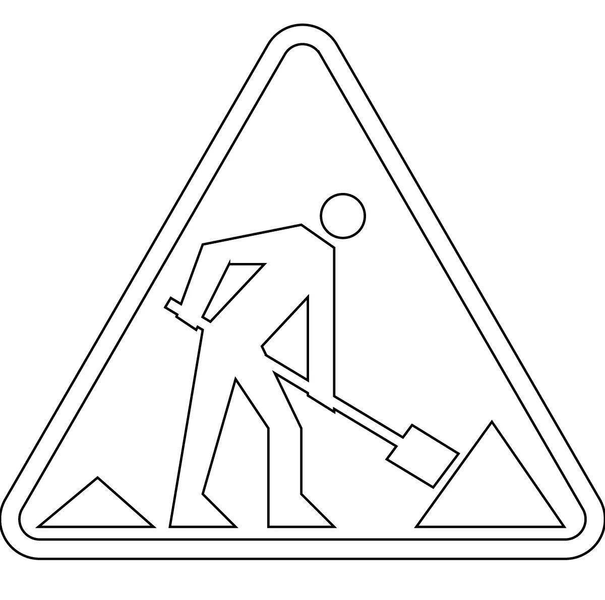 Coloring book exciting warning sign